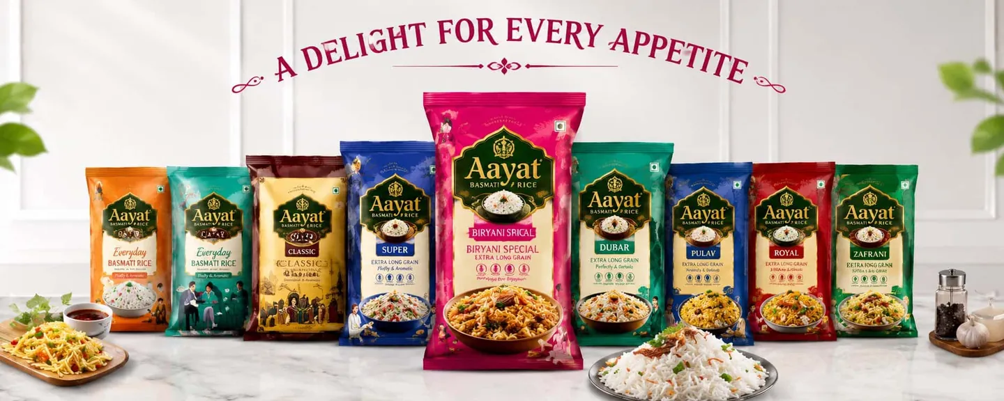 Aayat Basmati Rice complete Basmati Rice range banner